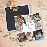 Magnet photo Mariage moderne personnalisé<br><div class="desc">Personnalisez avec vos photos mariages préférées,  nom et date spéciale pour créer un collage photo unique,  mémoire et cadeau. Un joli gardien au trésor ! Conçu par Thisisnotme©</div>