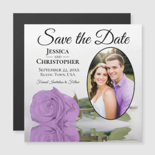 Magnet Photo Ovale Fleurs Mauves Save The Date