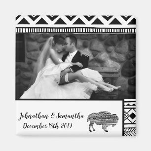 Magnet photo personnalisé Boho Buffalo Tribal Patt