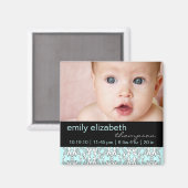Magnet photo pour bébé baroque turquoise (Recto/Verso)