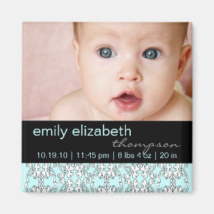 Magnet photo pour bébé baroque turquoise