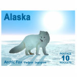 Magnet Photo Sculpture Arctic Fox - Alaska Postage<br><div class="desc">White on white. A 10-Nugget postage stamp issued by a mythical independent nation of Alaska. Features a digital painting of an Arctic Fox, Vulpes lagopus, on the polar ice. The sun hangs low in the bright blue arctic sky. Do not stare at the sun as it can harm your eyes....</div>