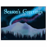 Magnet Photo Sculpture Bonnes Fêtes - Blue Aurora<br><div class="desc">Les lumières du nord violet et bleu brillent au-dessus des montagnes enneigées par une nuit froide en Alaska. Lecture de texte,  "Bonnes Fêtes" apparaît en bleu et blanc brillant.</div>
