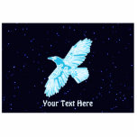 Magnet Photo Sculpture Corbeau bleu<br><div class="desc">Image simple,  brillante,  en ligne bleue et blanche d'un Corbeau (Corvus corax) sur une image arrière - plan étoilée. Ajoutez votre propre texte.</div>