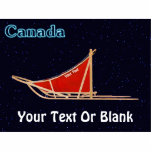 Magnet Photo Sculpture Dog Sled - Canada<br><div class="desc">A dog sled with a red sled bag superimposed on a starry background. Text reading,  "Canada" appears in glowing blue. You may add your own additional text both on the sled bag and at the bottom.</div>