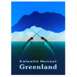 Magnet Photo Sculpture Groenland - Narwhal<br><div class="desc">Baleines avec lances. Deux narval mâle "tapissent", traversant leurs défenses, avec de la glace de mer et le continent du Groenland en arrière - plan. Le texte "Groenland" et "Nunaat Kalaallit" (Groenland au Groenland) apparaît également. On ne connaît pas le but de la chasse, activité courante pendant les périodes chaudes...</div>