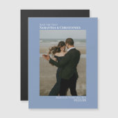 Magnet Photo Vertical "Sauver la date" Bleu Poussi (Devant / Derrière)