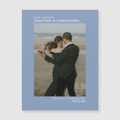 Magnet Photo Vertical "Sauver la date" Bleu Poussi (Devant)