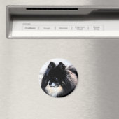 Magnet Poméranien noir et blanc (In Situ (Lave-vaisselle))