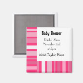 Magnet pour Baby Shower à rayures roses modernes (Recto/Verso)