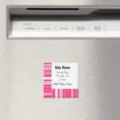 Magnet pour Baby Shower à rayures roses modernes (In Situ (Lave-vaisselle))