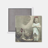Magnet pour fille vintage et poulets (Recto/Verso)