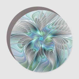 Magnet Pour Voiture Abstrait Bleu Vert Papillon Imaginaire Fractal Art