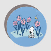Magnet Pour Voiture cacahuètes | Snoopy & Woodstock Flower Garden (Devant)