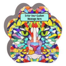 Chat arc-en-ciel aux yeux verts Propre message Paw