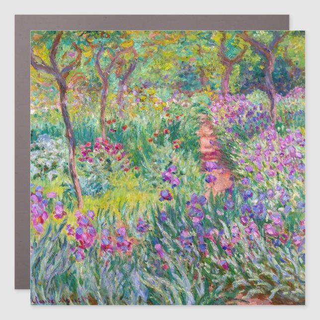 Magnet Pour Voiture Claude Monet - Le jardin d'Iris à Giverny (Devant)