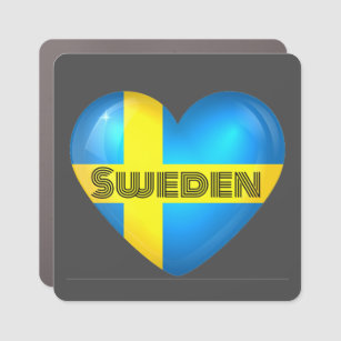 Magnet Pour Voiture Drapeau cardiaque Suède