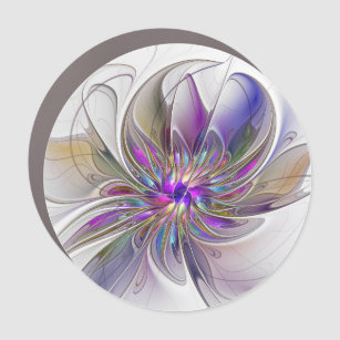 Magnet Pour Voiture Fleur d'art Abstrait, énergique et coloré