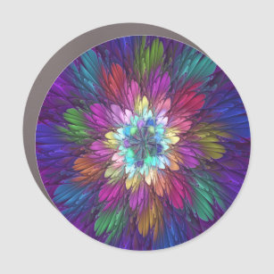 Magnet Pour Voiture Fleur psychédélique colorée Art fractal Abstrait
