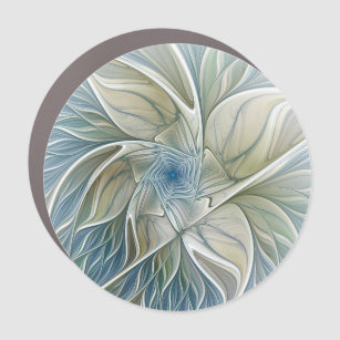 Magnet Pour Voiture Floral Dream Motif Abstrait Blue Khaki Fractal