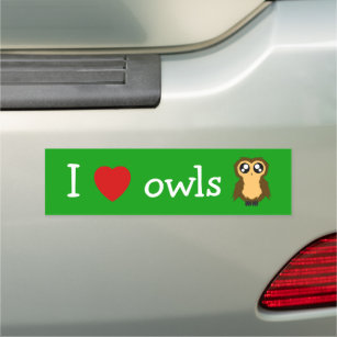 Magnet Pour Voiture I Love / Coeur Owls Cute Scruffy Owl