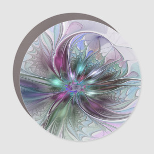 Magnet Pour Voiture Imaginaire coloré Abstrait Fleur fractale moderne