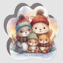 Jolis amis de la forêt de Noël Joyeux Noël Patte