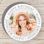 Magnet Pour Voiture Joyeux anniversaire moderne simple photo personnal<br><div class="desc">Ce design simple et moderne est composé de typographie serif et d'ajouter une photo personnalisée. Utilisez cet autocollant comme étiquette cadeau pour le cadeau pour le célébrant d'anniversaire</div>