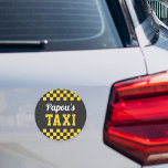 Magnet Pour Voiture Le taxi de Papou | Grand-père drôle<br><div class="desc">Est-ce que grand-père ramasse ses petits-enfants à l'école ou les conduit à des activités ? Rendez son statut de taxi officiel avec ce drôle d'aimant de voiture avec "Papou's Taxi" en lettres jaunes et blanches avec à damiers garniture de taxi. Customisez avec son surnom de grand-père préféré si vous le...</div>