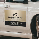 Magnet Pour Voiture Logo de la Maison Moderne Immobilier Noir & Or<br><div class="desc">Logo de la maison moderne Immobilier Signes de triage noir & or.</div>