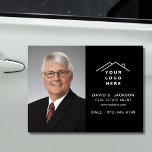 Magnet Pour Voiture Logo noir de l'agent immobilier<br><div class="desc">Créez un look poli et professionnel avec cet agent immobilier Black Logo Logo Magnet Photo Car. Cet aimant personnalisable affiche clairement votre logo, vos coordonnées et une photo, assurant ainsi une visibilité élevée pendant votre déplacement. Idéal pour les agents immobiliers, c’est un moyen élégant et pratique de faire connaître vos...</div>