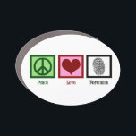 Magnet Pour Voiture Peace Love Forensic Science Forensics Lab<br><div class="desc">Peace Love Forensics magnétique de voiture avec un signe de paix,  le coeur,  et une empreinte digitale pour un détective travaillant sur la scène de crime. Don d'un scientifique médico-légal cool.</div>