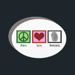 Magnet Pour Voiture Peace Love Forensic Science Forensics Lab<br><div class="desc">Peace Love Forensics magnétique de voiture avec un signe de paix,  le coeur,  et une empreinte digitale pour un détective travaillant sur la scène de crime. Don d'un scientifique médico-légal cool.</div>