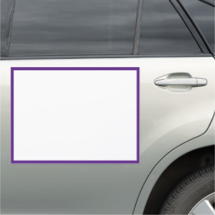 Magnet Pour Voiture Simple blanc avec bordure royale violette