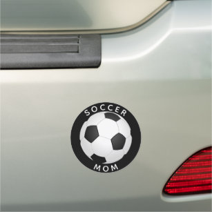 Magnet Pour Voiture Soccer Maman Soccer Ball noir et blanc