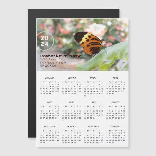 Magnet promotionnel 2024 Calendrier Papillon (Devant / Derrière)