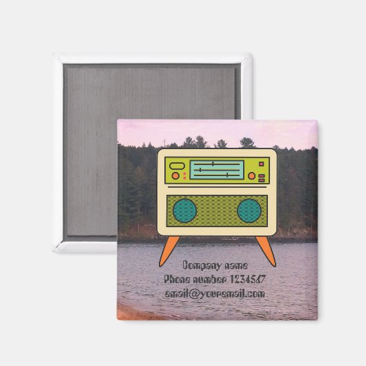 Magnet radio rétro modifiable pour la marque (Recto/Verso)