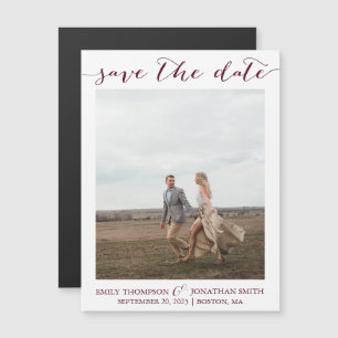 Magnet Réservez la date avec One Photo Burgundy