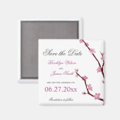 Magnet Réservez la date cerise en fleurs (Recto/Verso)