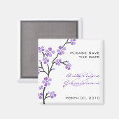 Magnet Réservez la date de fleurs violettes (Recto/Verso)