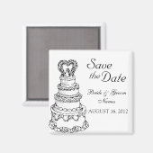Magnet Réservez la date Mariage Cake Couple Clipar (Recto/Verso)
