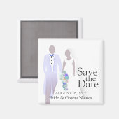 Magnet Réservez la date Mariage Couple Clipart (Recto/Verso)