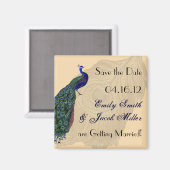 Magnet Réservez la date Peacock vintage (Recto/Verso)
