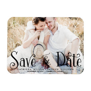Magnet Réservez la date photo de script Whimsical