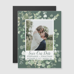 Magnet Réservez la date photo Green Eucalyptus