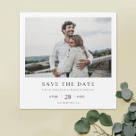 Magnet Réservez la date photo moderne<br><div class="desc">Ce mariage photo moderne simple et élégant sauvez le modèle de date magnétique présente vos noms et détails en noir sous votre photo. Vous pouvez choisir de modifier la police, la ponctuation ou la couleur utilisée pour divers éléments de texte de cette conception. Par exemple, vous pouvez choisir de donner...</div>