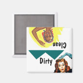 Magnet ~  Retro Fun Clean Dirty Dishwasmachine Magneet (Voorkant / Achterkant)