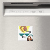 Magnet ~  Retro Fun Clean Dirty Dishwasmachine Magneet (Insitu (Vaatwasser))