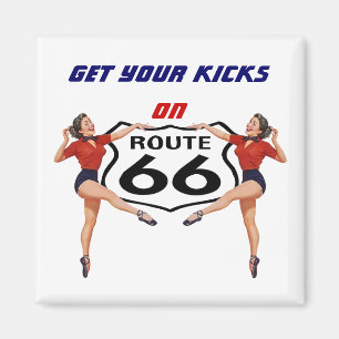 Magnet ~ RETRO "KICKS" GALS krijgen je op Route 66 Magneet
