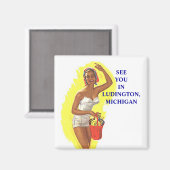 Magnet ~ RETRO Stylish Lady En maillot De Bain À L (Recto/Verso)